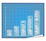 Bar graph blueprint, vector eps10 illustration