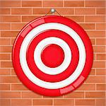 Red target on brick wall, vector eps10 illustration