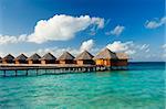 Row of water villas in the Maldives