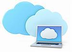 laptop computer with cloud icon - high quality 3d illustration