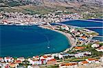 Island of Pag bay aerial view, Dalmatia, Croatia