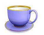 Cup, violet color over white. 3d illustration