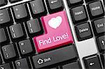 Close up view on conceptual keyboard - Find Love (pink key)