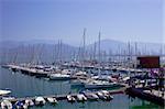 Sea port with boats in the morning