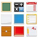 Set of education square icons, vector eps10 illustration