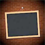 Blackboard on brick wall, vector eps10 illustration