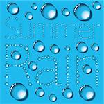 Water drops words on blue background