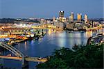 West End Bridge and downtown PIttsburgh, Pennsylvania, USA.