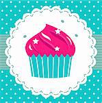 Cute pink cupcake for your party. Vector cartoon