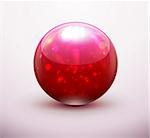 Vector illustration of red refracting Glass marbles/button sphere