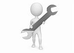 3d humanoid character hold a hand wrench tool