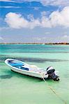 Motor boat on water in Akumal, Quintana Roo, Mexico