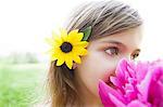 Girl with pink flower