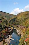 Hozu-kyou vallée, la rivière Katsura, Arashiyama en automne, Kyoto, Japon