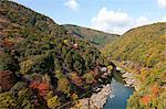 Hozu-kyou valley, Katsura river, Arashiyama in autumn, Kyoto, Japan