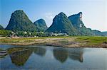 Li River (Lijiang) and pinnacles, Yangshuo, Guilin, China