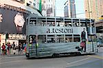 City tram running in Happy Valley, Hong Kong