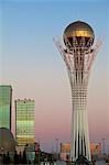 Bayterek Tower at dawn, Astana, Kazakhstan, Central Asia, Asia