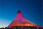 Khan Shatyr shopping and entertainment center at night, Astana, Kazakhstan, Central Asia, Asia