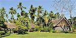 Lawn with a flowering Amherstia nobilis, Villa Escudero, San Pablo, Philippines, Southeast Asia, Asia