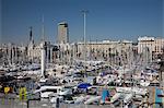 Vue du Port Vell montrant Columbus monument, Barcelone, Catalogne, Espagne, Europe