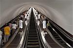 Metro escalator, Kiev, Ukraine, Europe