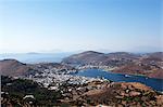 View from the Monastery of St. John the Evangelist, Patmos, Dodecanese, Greek Islands, Greece, Europe