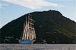 Star Clipper sailing cruise ship, Terre de Haut, Iles des Saintes, Guadeloupe, West Indies, French Caribbean, France, Central America