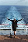 Femme d'affaires sur une croisière expédier, Nassau, Bahamas, Antilles, Caraïbes, Amérique centrale