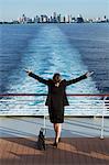 Femme d'affaires sur une croisière expédier, Nassau, Bahamas, Antilles, Caraïbes, Amérique centrale