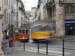 Trams in the old town, Lisbon, Portugal, Europe