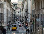 Tram in the old town, Lisbon, Portugal, Europe