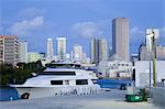 Miami River and skyline, Miami, Florida, United States of America, North America