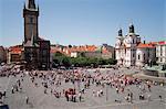 The Old Town Hall Tower with the famous celestial clock, Prague, Czech Republic, Europe