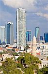 Downtown buildings viewed from HaPisgah Gardens (The Summit Garden), Jaffa, Tel Aviv, Israel, Middle East