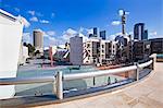 View towards the Central Library and buildings of Azrieli Center, Tel Aviv, Israel, Middle East