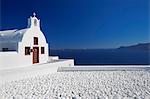 Church and white stones at Oia, Santorini, Cyclades, Greek Islands, Greece, Europe