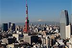 Tour de Tokyo, horizon de la ville et le Mont Fuji au-delà, Tokyo, Japon, Asie