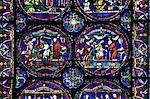 Medieval stained glass depicting the Cure of Mad Henry of Fordwich, North Ambulatory, Trinity Chapel Ambulatory, Canterbury Cathedral, UNESCO World Heritage Site, Canterbury, Kent, England, United Kingdom, Europe