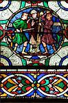 Medieval stained glass depicting the Murder of St. Thomas a Becket, Canterbury Cathedral, UNESCO World Heritage Site, Canterbury, Kent, England, United Kingdom, Europe