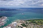 Vue aérienne de Cowes et le Solent, île de Wight, Angleterre, Royaume-Uni, Europe