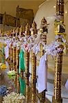Angebote und Streifen Baumwolle verließ im Tempel des Zahns, Kandy, Sri Lanka
