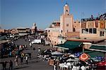 Blick über den Markt, Platz Jemaa El Fna, Marrakesch, Marokko, Nordafrika, Afrika