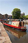 Narrowboat Reise auf die Federn Branch in Skipton, North Yorkshire, England, Vereinigtes Königreich, Europa