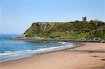 North Sands and Castle Hill, Scarborough, North Yorkshire, Yorkshire, England, United Kingdom, Europe