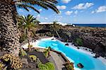 Blue and white pool, Jameos del Agua, near Arrieta, Lanzarote, Canary Islands, Spain