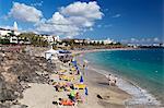 Strandblick, Playa Blanca, Lanzarote, Kanarische Inseln, Spanien, Atlantik, Europa