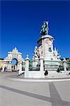 Praca do Comercio with equestrian statue of Dom Jose and Arco da Rua Augusta, Baixa, Lisbon, Portugal, Europe