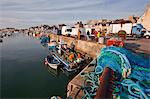 Auf der Suche nach den Hafen von Saint-Vaast La Hougue, Halbinsel Cotentin, Normandie, Frankreich, Europa