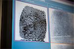 Fingerprints on screen in forensic lab